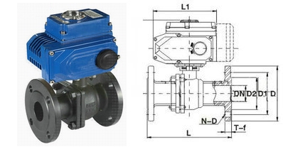 电动铸钢球阀结构图
