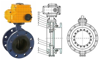 电动法兰蝶阀结构图